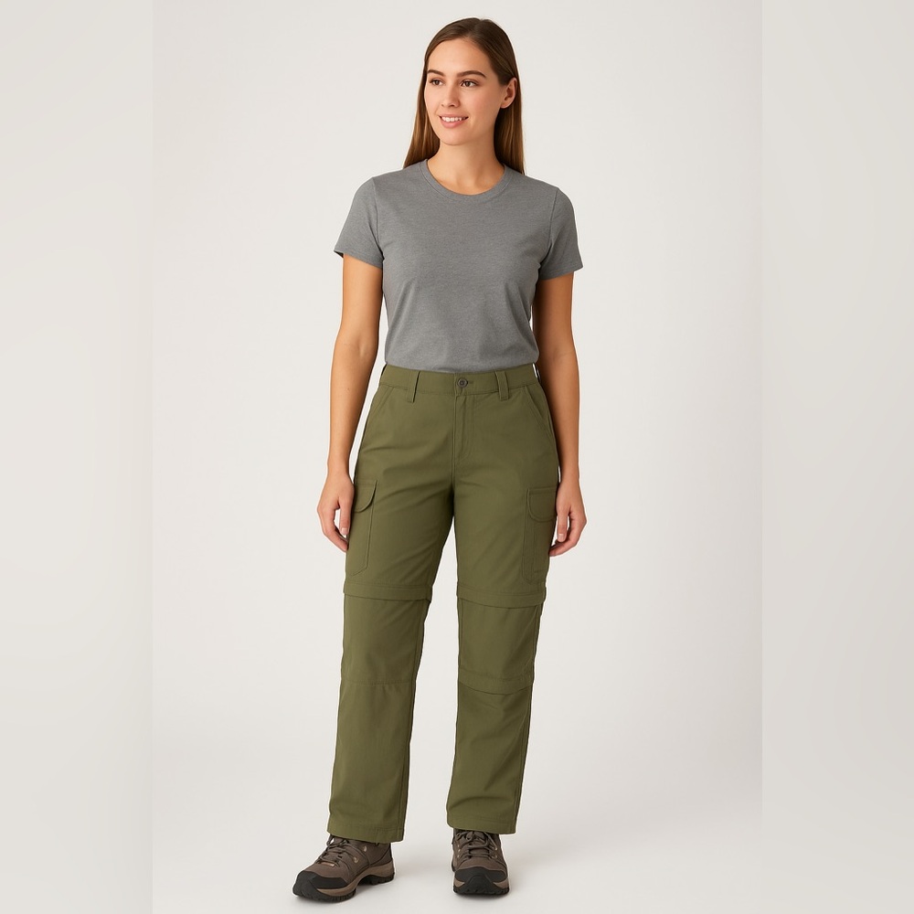 Columbia Titanium Women’s Convertible Hiking Cargo Pants Olive Green Sz L Short